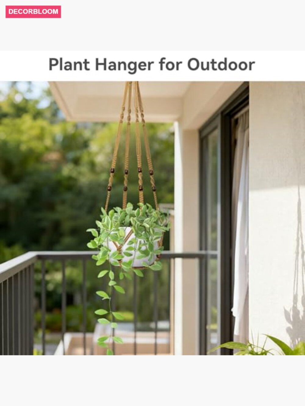 Boho Macrame Plant Hanger, Fits 4-15 Inch Pots, 35 Inch, Sturdy Hanging Planter - Picture 2 of 7